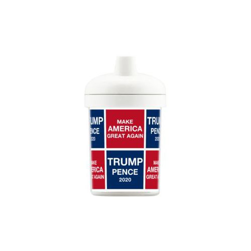 Personalized toddler cup personalized with "Trump Pence 2020" and "Make America Great Again" tiled design