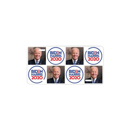 Personalized license plate personalized with "Biden Harris 2020" round logo and Biden photo tile design