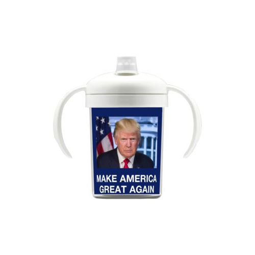 Personalized sippy cup personalized with Trump photo with "Make America Great Again" design