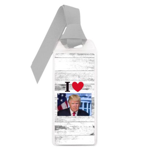 Personalized bookmark personalized with "I Love Trump" with photo design
