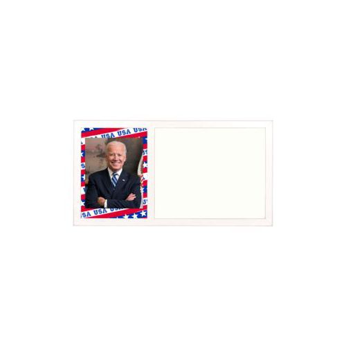 Personalized whiteboard personalized with Biden photo on red white and blue design