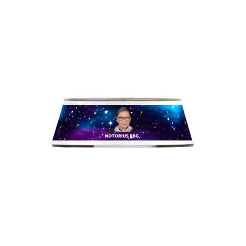 Stainless steel bowl personalized with Ruth Bader Ginsburg drawing and "Notorious RGB" on galaxy design