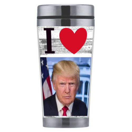 Mug personalized with "I Love Trump" with photo design