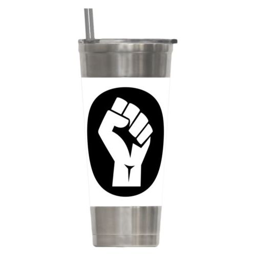 24oz insulated steel tumbler personalized with Black Lives Matter fist logo design