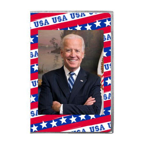 6x9 journal personalized with Biden photo on red white and blue design