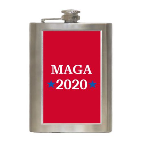 Durable steel flask personalized with "MAGA 2020" design