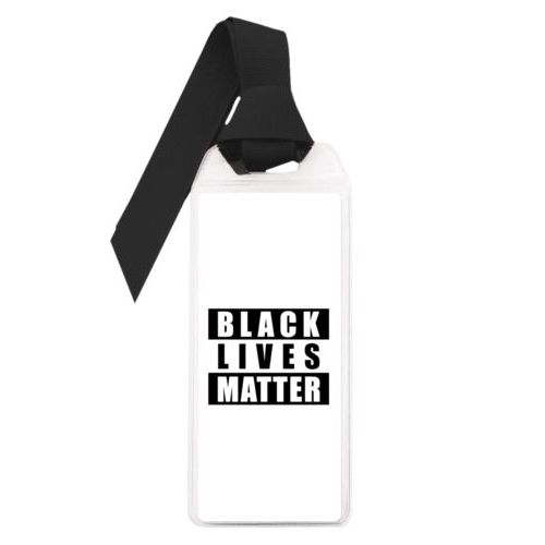 Personalized bookmark personalized with "Black Lives Matter" black on white design