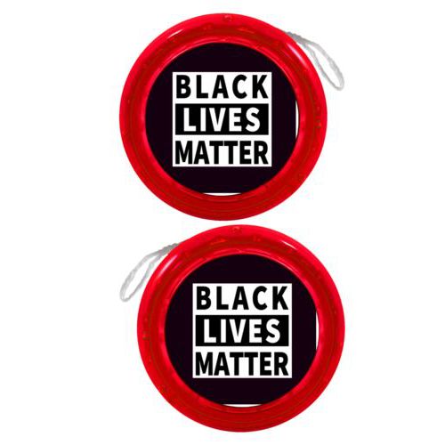 Personalized yoyo personalized with "Black Lives Matter" white on black design