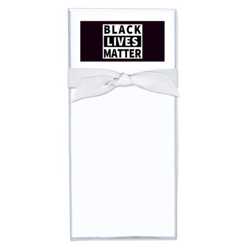 Note sheets personalized with "Black Lives Matter" white on black design