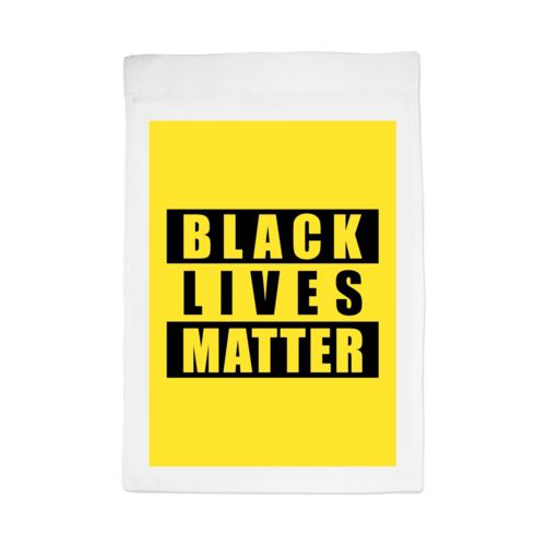 Personalized yard flag personalized with "Black Lives Matter" black on yellow design