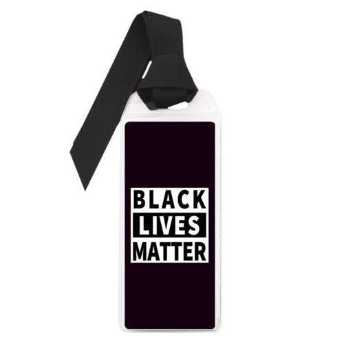 Personalized bookmark personalized with "Black Lives Matter" white on black design