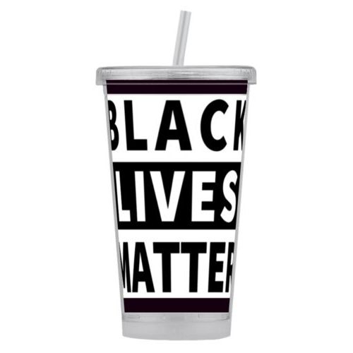 Tumbler personalized with "Black Lives Matter" white on black design