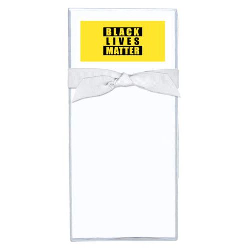 Note sheets personalized with "Black Lives Matter" black on yellow design