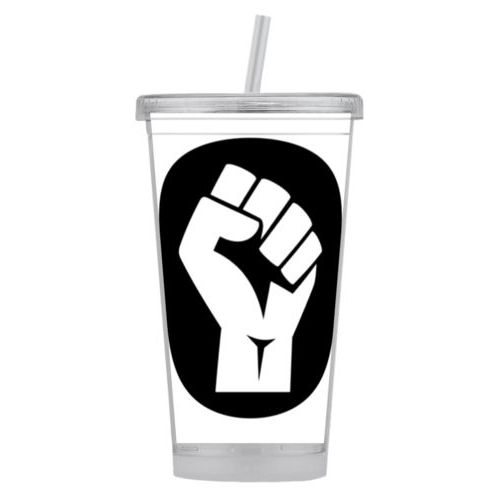 Tumbler personalized with Black Lives Matter fist logo design