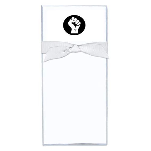 Note sheets personalized with Black Lives Matter fist logo design
