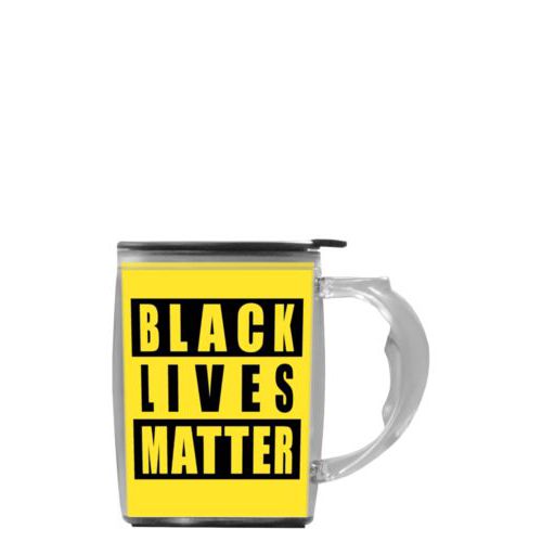 Personalized handle mug personalized with "Black Lives Matter" black on yellow design