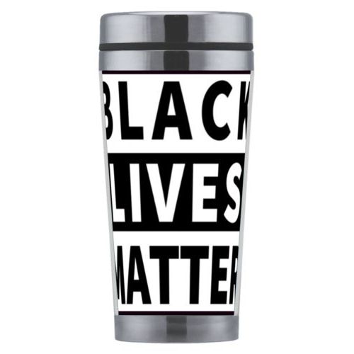 Mug personalized with "Black Lives Matter" white on black design