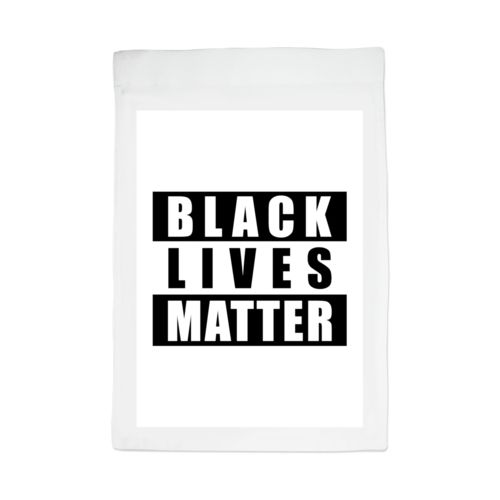 Custom yard flag personalized with "Black Lives Matter" black on white design