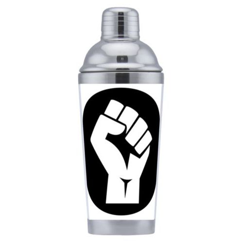 Personalized coctail shaker personalized with Black Lives Matter fist logo design