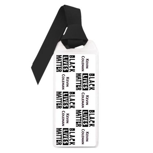 Personalized bookmark personalized with "Black Lives Matter" and a name black on white tiled design