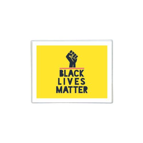 Note cards personalized with "Black Lives Matter" and fist black on yellow design