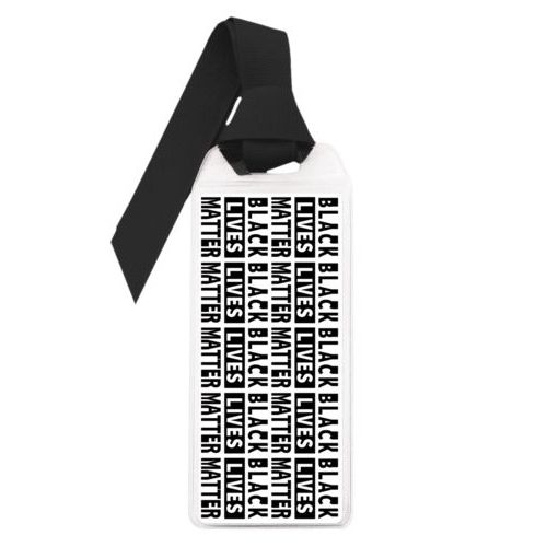 Personalized bookmark personalized with "Black Lives Matter" black on white tiled design