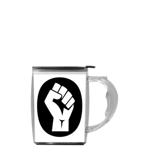 Custom mug with handle personalized with Black Lives Matter fist logo design