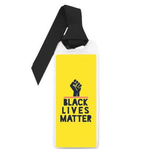 Personalized bookmark personalized with "Black Lives Matter" and fist black on yellow design