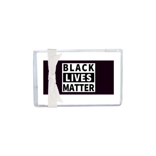 Enclosure cards personalized with "Black Lives Matter" white on black design