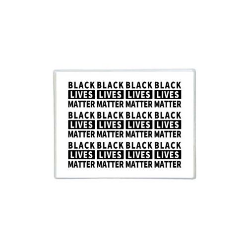 Note cards personalized with "Black Lives Matter" black on white tiled design