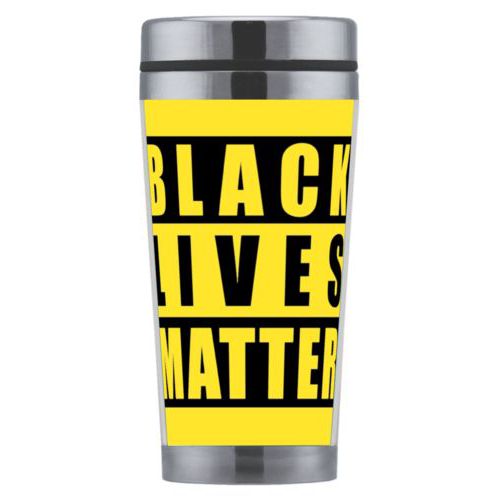 Mug personalized with "Black Lives Matter" black on yellow design