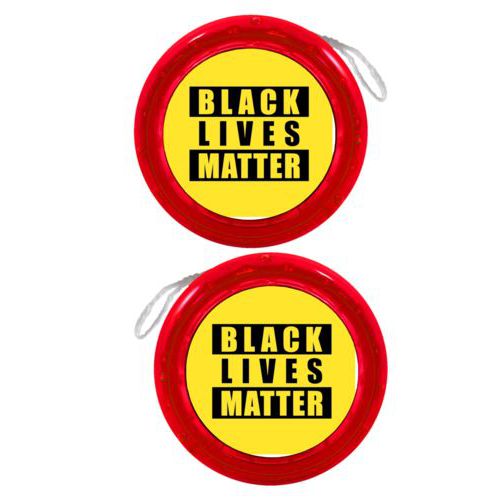 Personalized yoyo personalized with "Black Lives Matter" black on yellow design