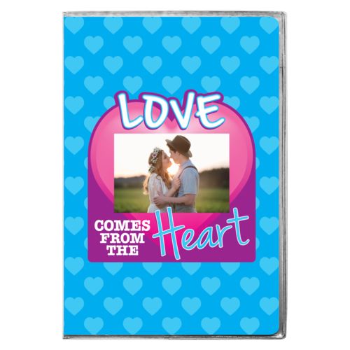 Personalized with "Love comes from the heart" and a photo