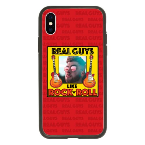 Personalized with "Real Guys like rock and roll" and a photo