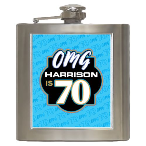 Personalized with "OMG - Is 70" and a name