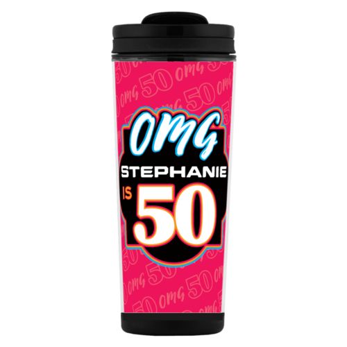 Personalized with "OMG - Is 50" and a name