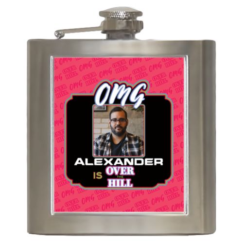 Personalized with "OMG - Is over the hill" and a photo and a name