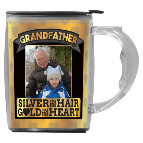 Personalized with "Grandfather - Silver in his hair, gold in his heart" and a photo