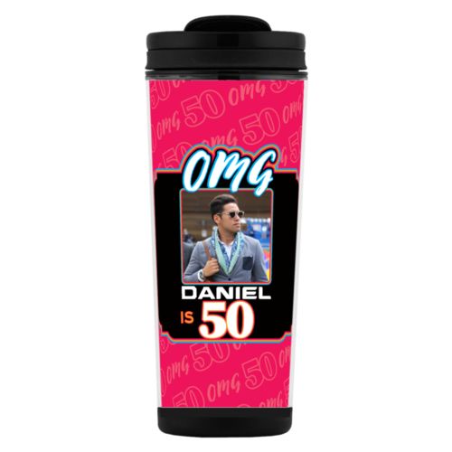 Personalized with "OMG - Is 50" and a photo and a name