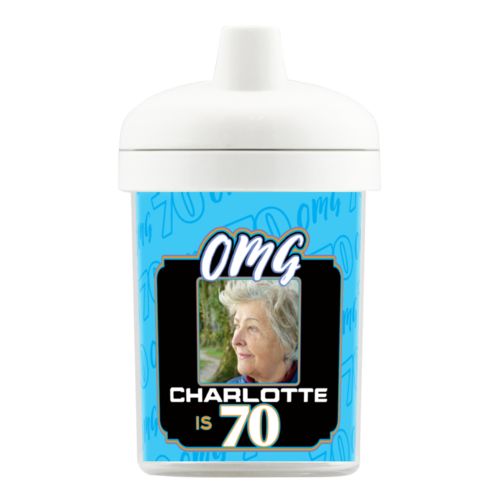 Personalized with "OMG - Is 70" and a photo and a name