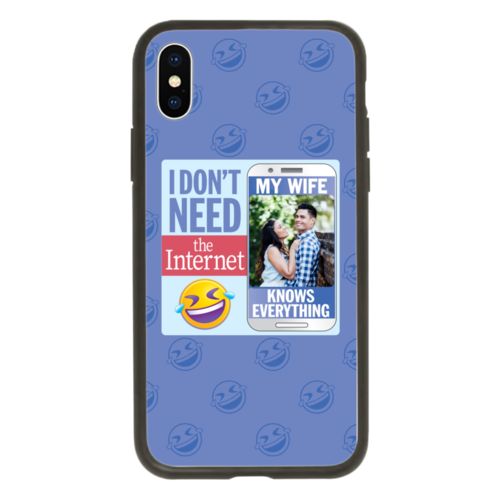 Personalized with "I don't need the internet - My wife knows everything" and a photo
