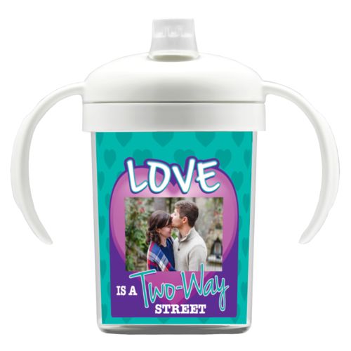Personalized with "Love is a two way street" and a photo