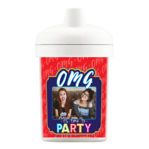 Personalized with "OMG It's time to party" and a photo