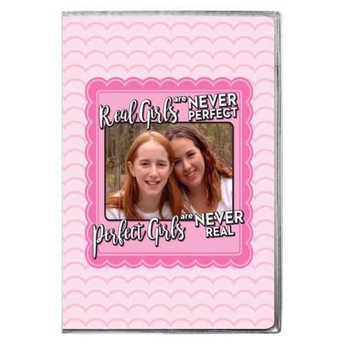 Personalized with "Real girls are never perfect - Perfect girls are never real" and a photo
