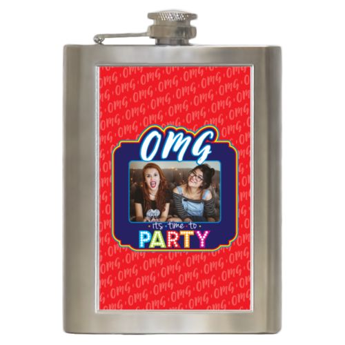 Personalized with "OMG It's time to party" and a photo