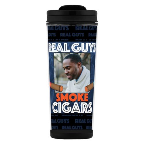 Personalized with "Real Guys smoke cigars" and a photo