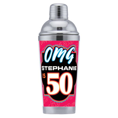 Personalized with "OMG - Is 50" and a name