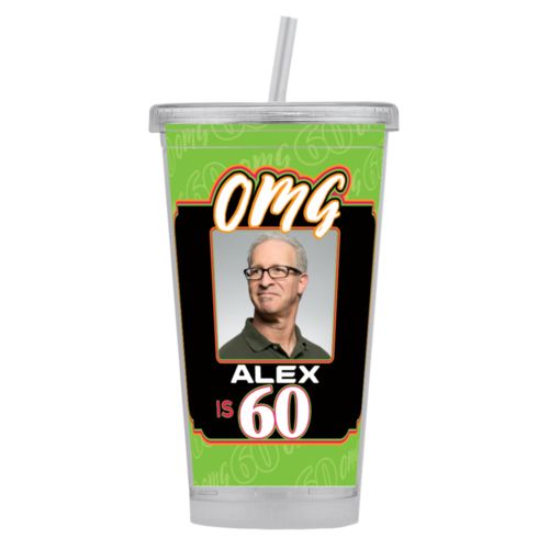Personalized with "OMG - Is 60" and a photo and a name