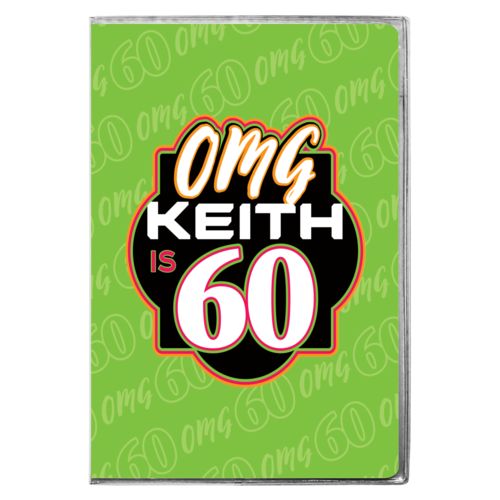 Personalized with "OMG - Is 60" and a name