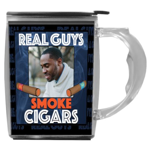 Personalized with "Real Guys smoke cigars" and a photo